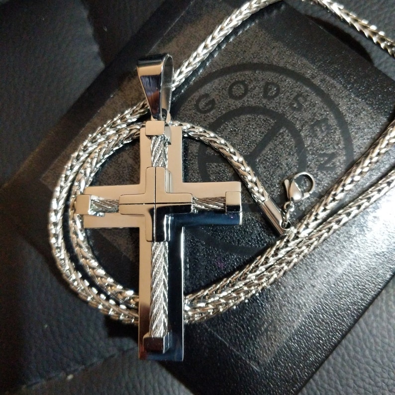 Mens Personalised Extra Large Cross Necklace Engraved Etsy UK