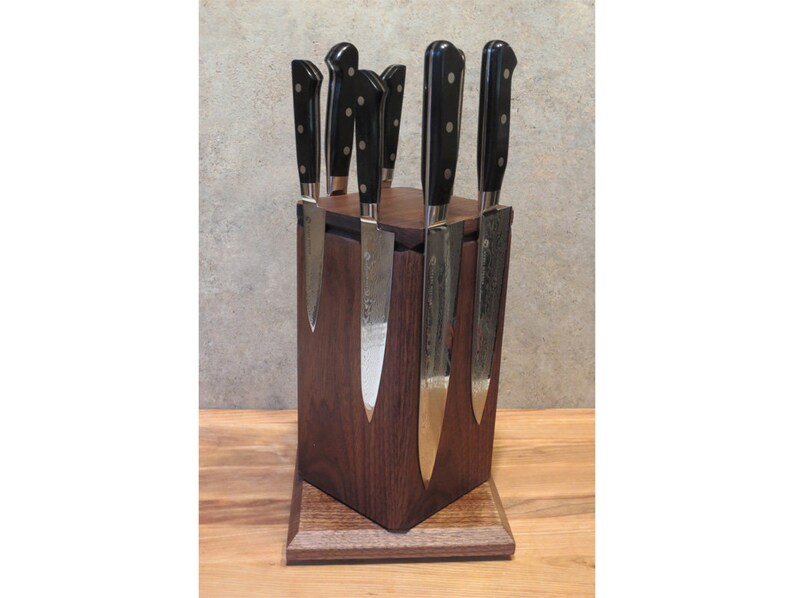 Rotating knife block Black Walnut Etsy