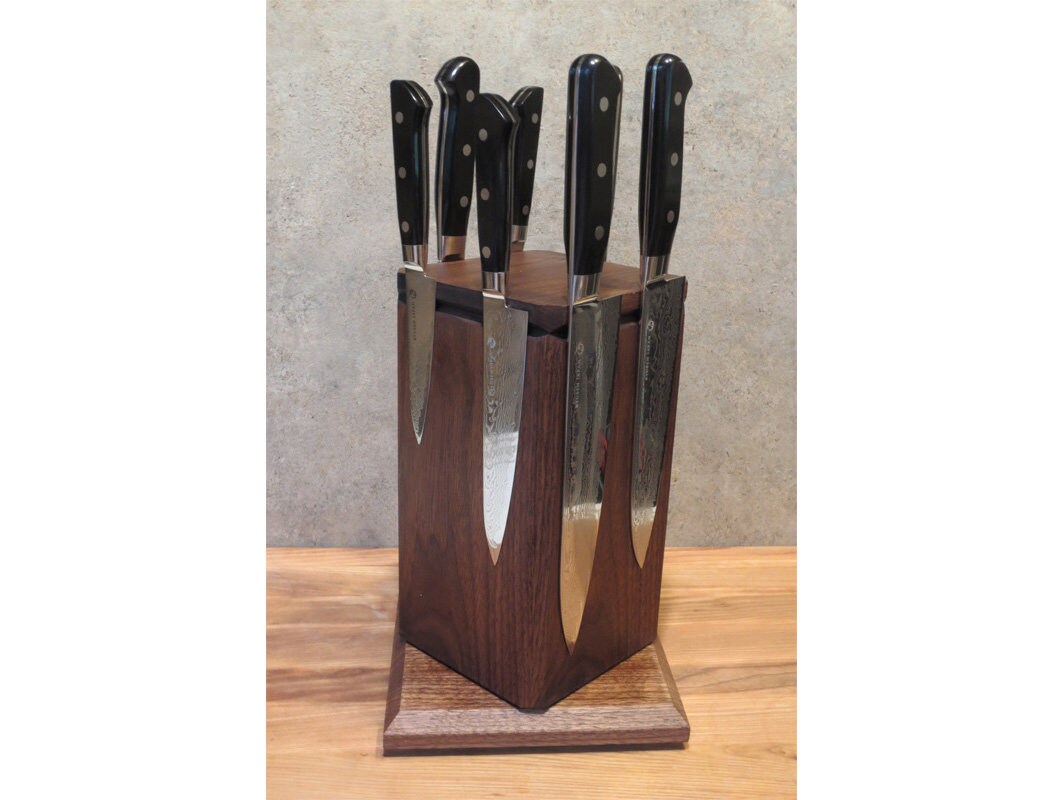 Rotating knife block Black Walnut Etsy