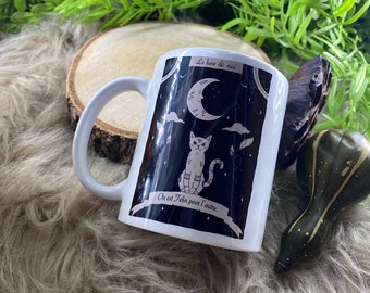 Mug cup: The moon and I, we are feline for each other