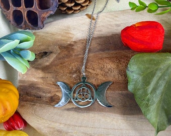 Stainless steel triple moon necklace