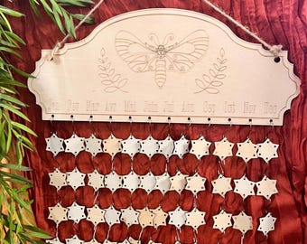 Wooden birthday calendar: moth