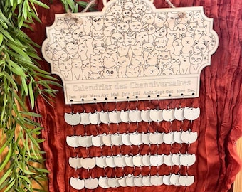 Wooden birthday calendar: Cats - Birthday Calendar