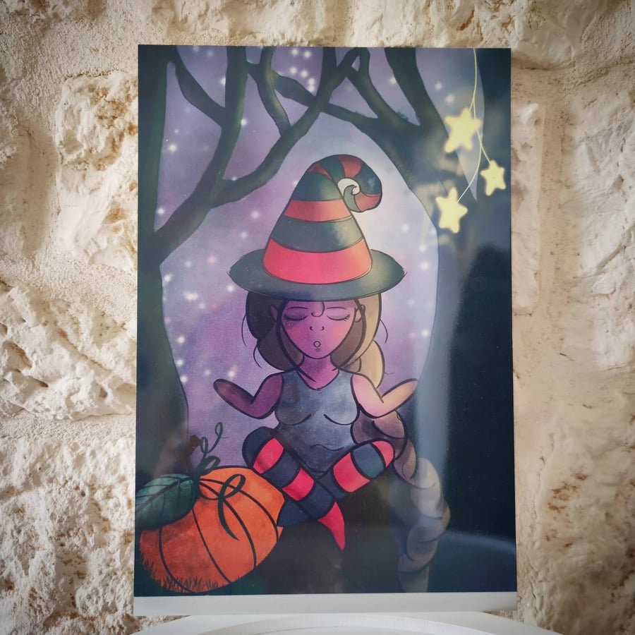 Plaque en Métal La Sorcière Aux Citrouilles