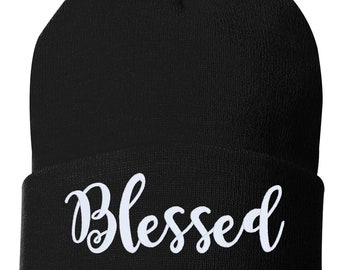 Gesegneter bestickter Beaniehut mit Manschette, gesticktes Geschenk, Papa, Mann, Wintermütze Unisex, Beanie mit Manschette, Geschenk, Beanie
