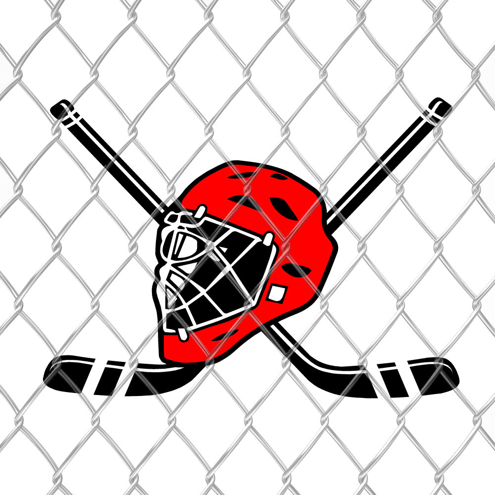 Hockey Mask with Cross Sticks - SVG Cut File DXF Silhouette Studio Vinyl Digital Cut Files for Cricut, Silhouette