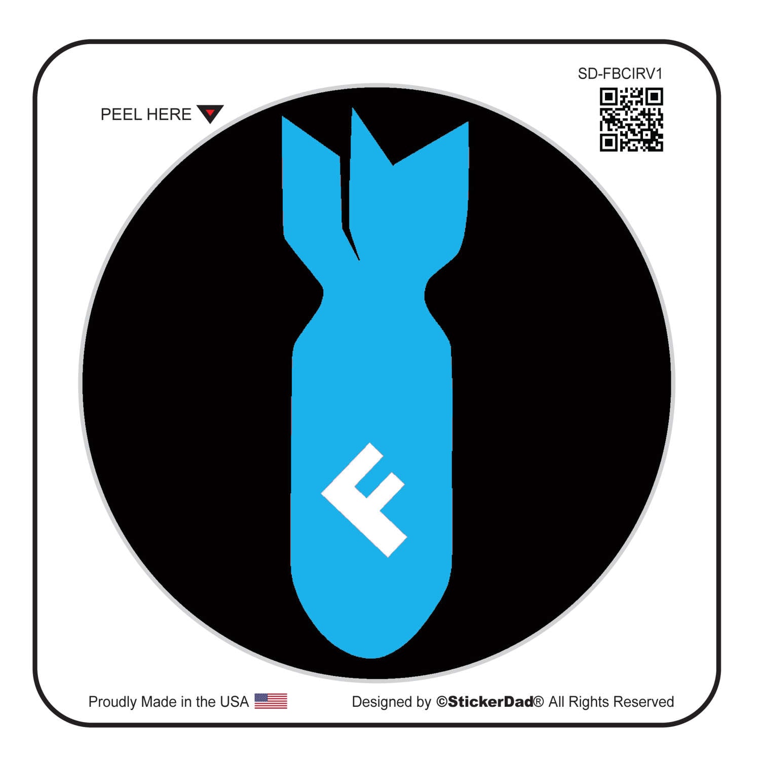 F-Bomb (3 Pack) 2" round Black/Blue Full Color Printed Vinyl Decal Hard Hat Helmet Window Sticker