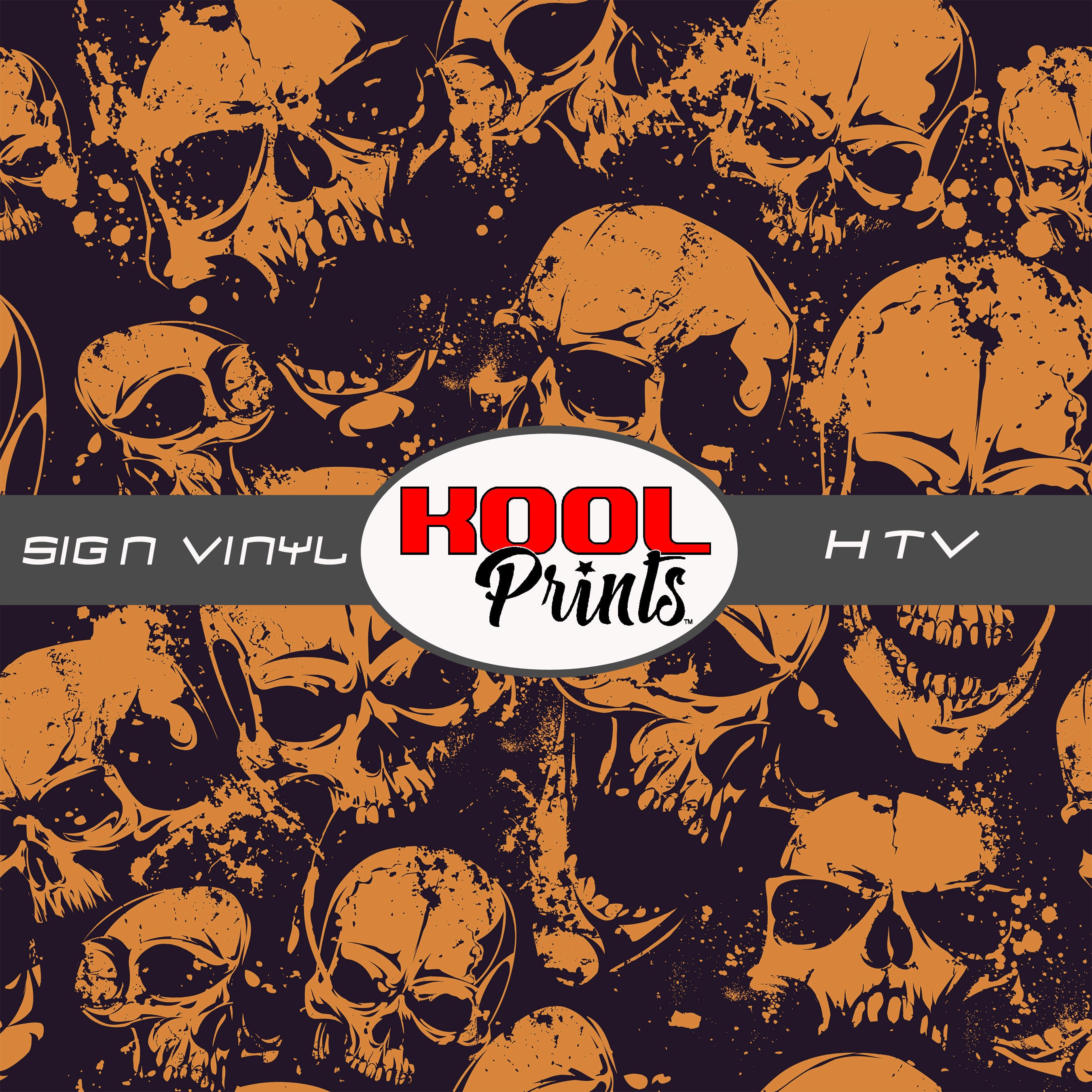 Kool Prints™ GRUNGE Skulls 1211OJ Pattern Printed Vinyl, Printed Patterned Vinyl, HTV and Outdoor Vinyl, HTV, Decal Vinyl, Monogram Vinyl