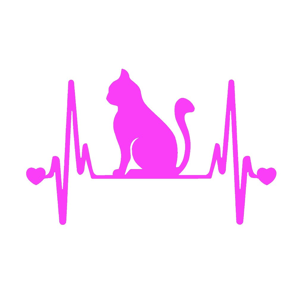 CAT kitty Feline V2 Heartbeat Lifeline  - 7"  Vinyl Decal Window Sticker - Version 2 - Thumbnail 3