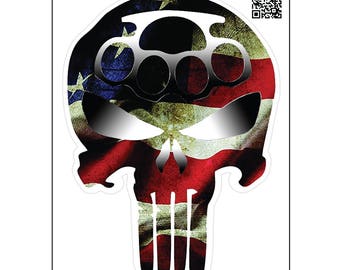 Battle Worn AMERICAN Flag Death Skull V1 - size: 5" - Full Color Printed Vinyl Decal Window Sticker - Cars, Trucks, Ipad, Notbooks, Etc.