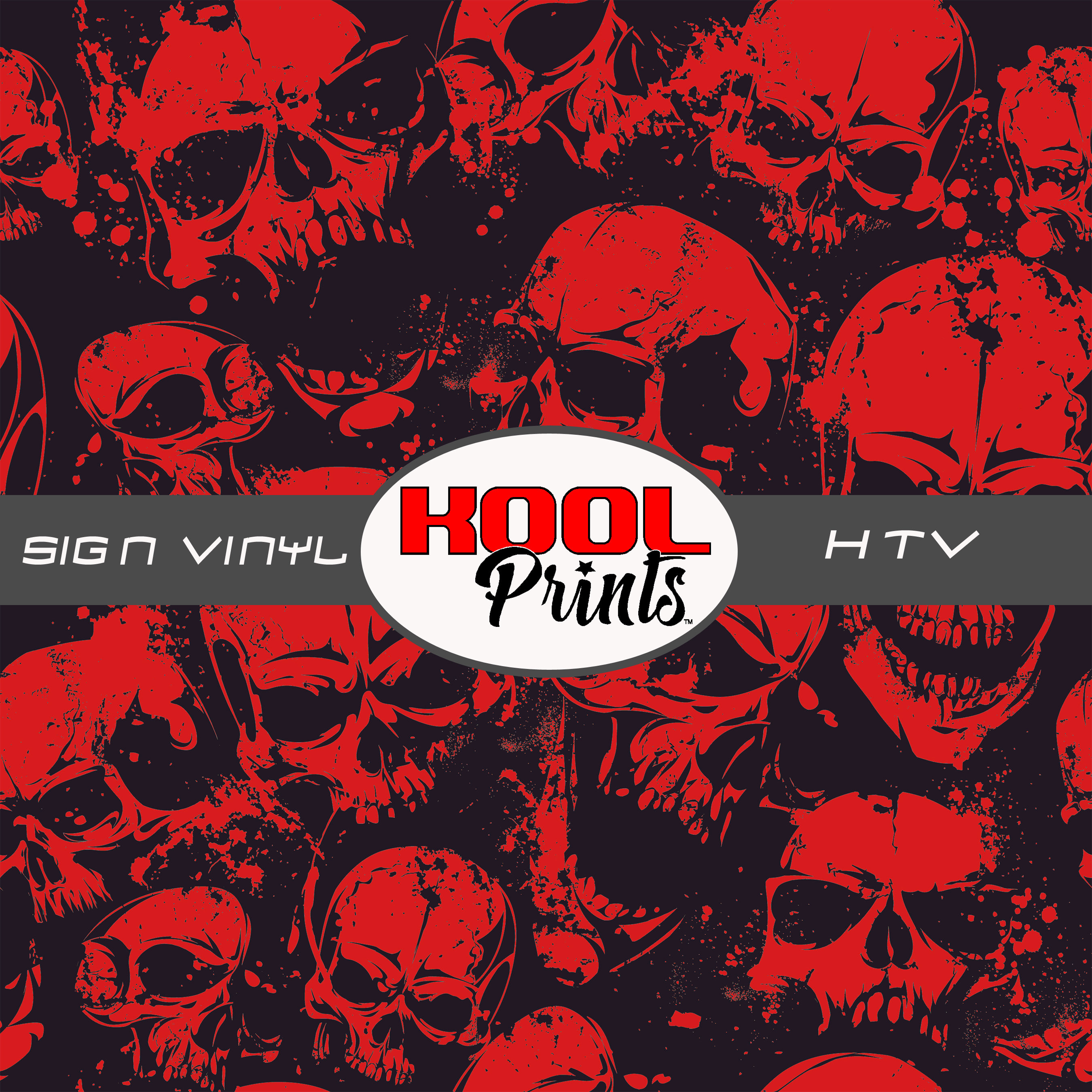 Kool Prints™ GRUNGE Skulls 1211R Pattern Printed Vinyl, Printed Patterned Vinyl, Outdoor Vinyl, Decal Vinyl, Monogram Vinyl