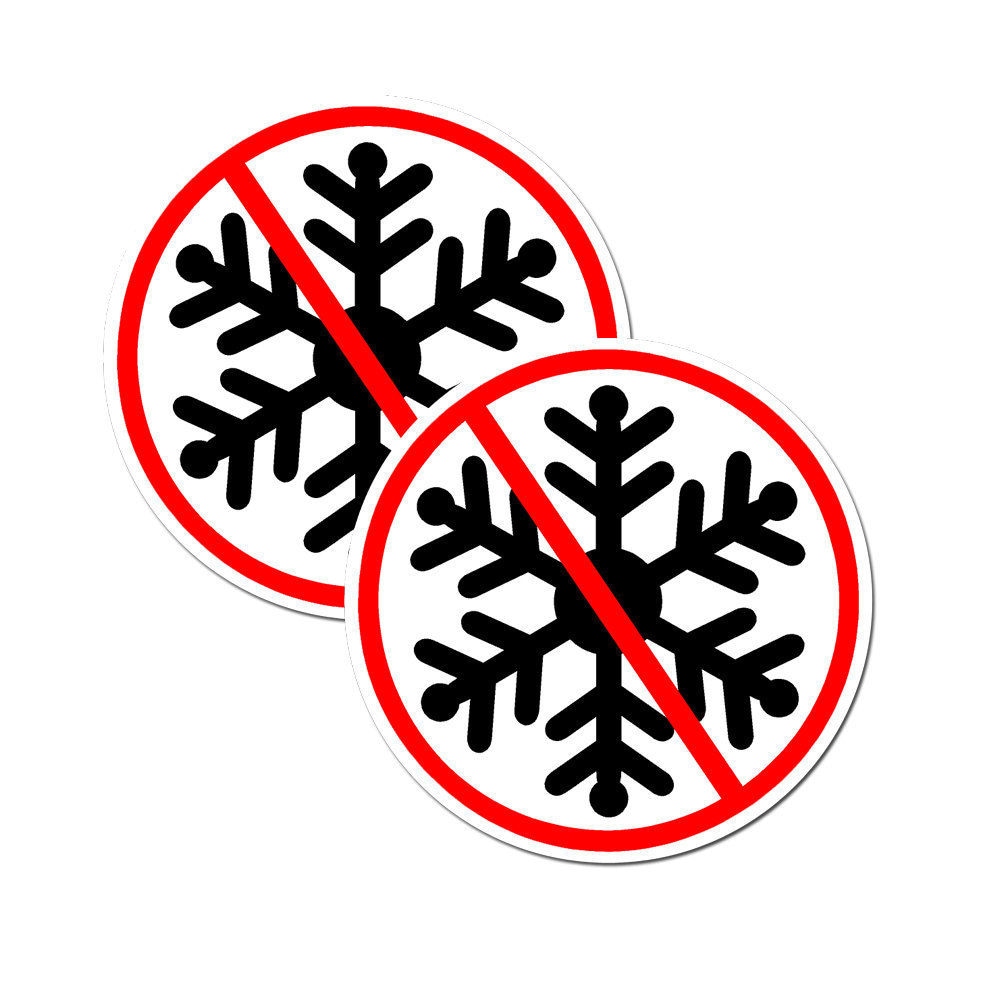 No Snowflakes 2" round White/Black/Red Full Color Printed Vinyl Decal Hard Hat Helmet Window Sticker