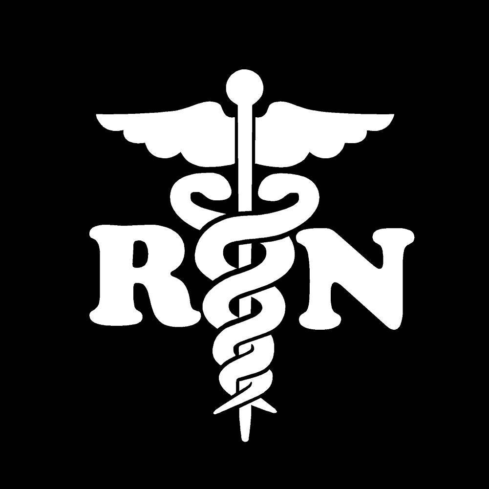 Caduceus Medical Cross RN  - 5"  Vinyl Decal Window Sticker - Thumbnail 5