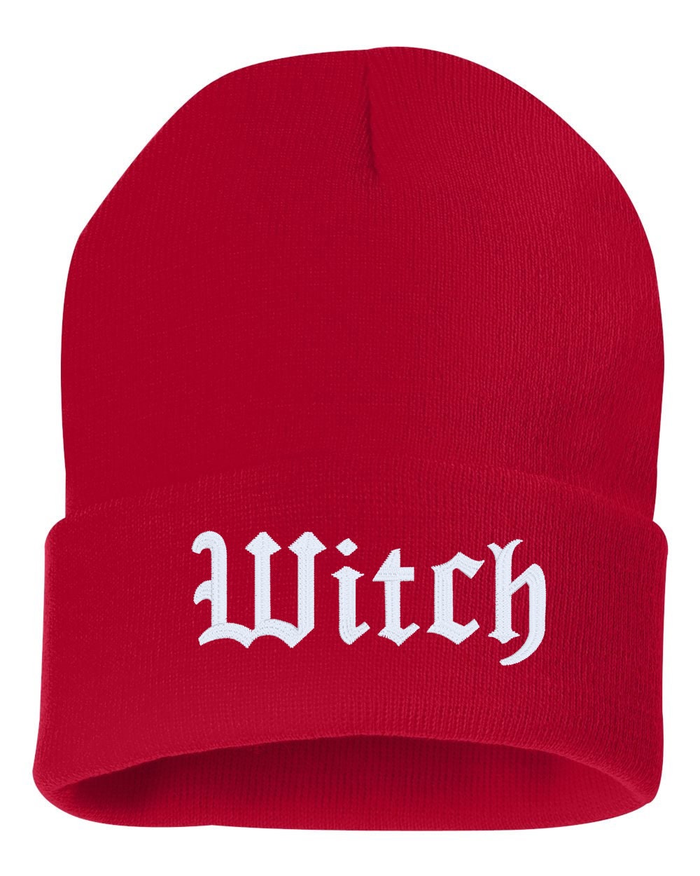 WITCH Cuffed Embroidered Beanie Hat Embroidered Gift Etsy UK