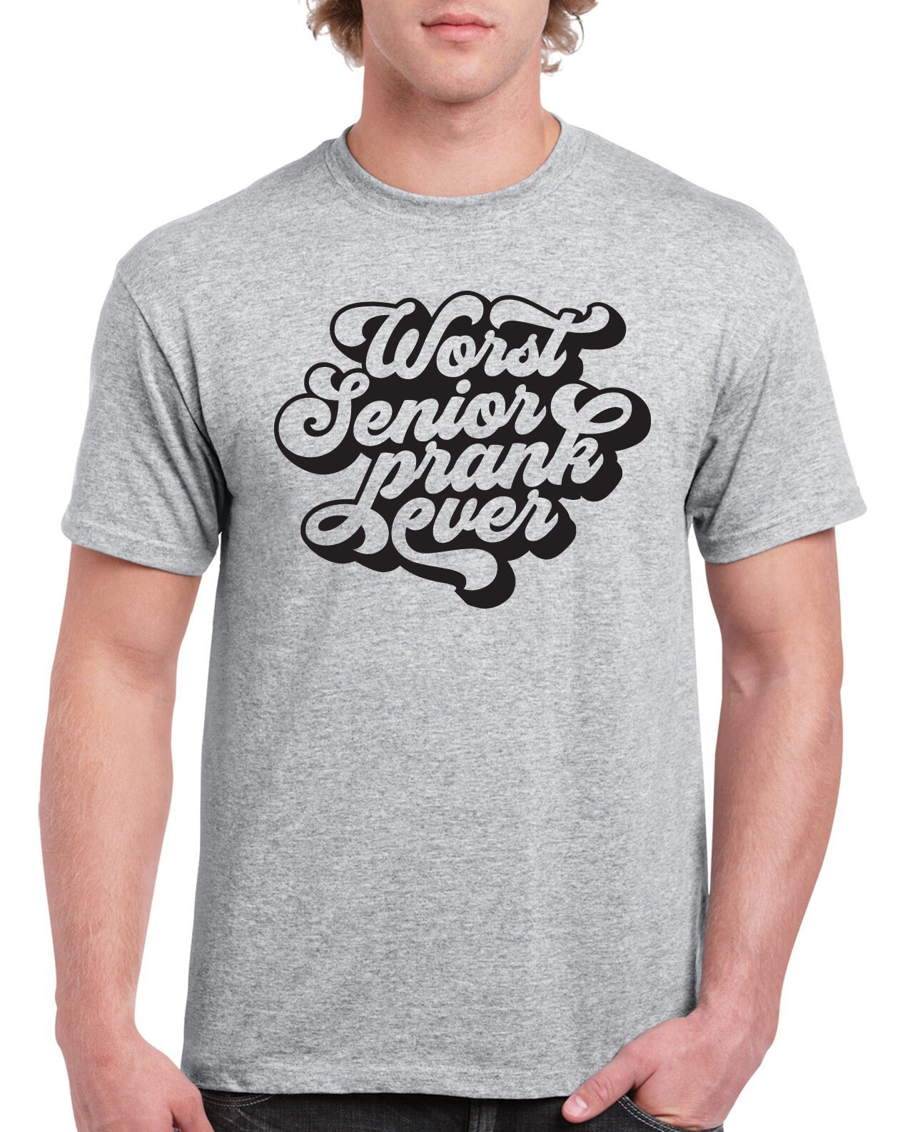 StickerDad® Worst Senior Prank Ever T-Shirt - Personalizable - 100% Cotton Tee - High Quality - Made in the USA - Thumbnail 6