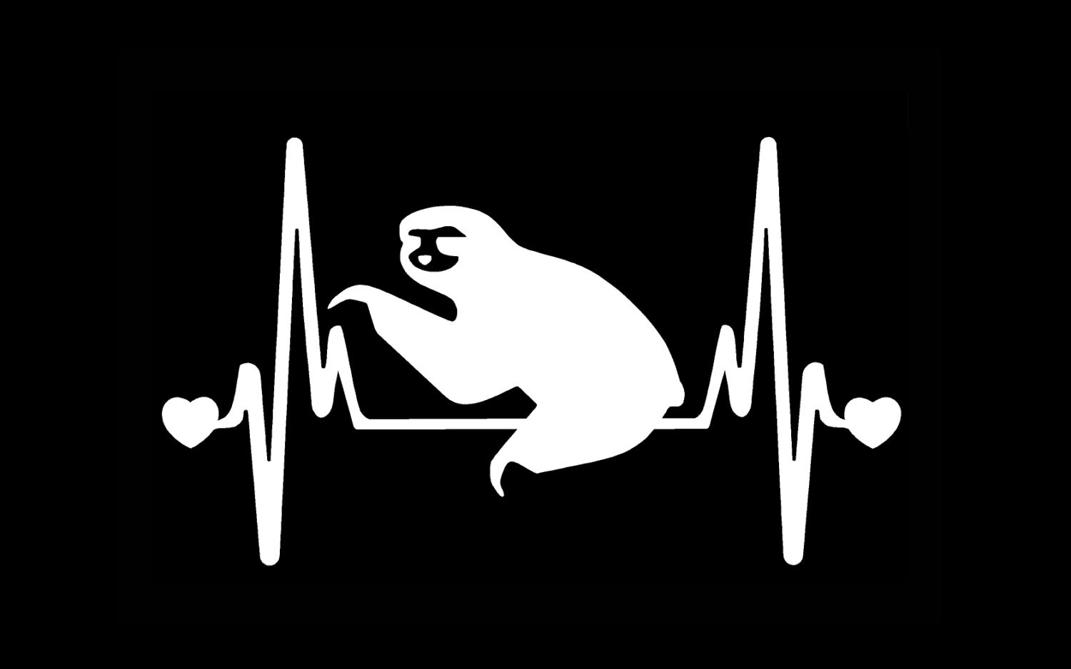 SLOTH cute V2 Heartbeat Lifeline (2-Pack, Size:7") Vinyl Decal Sticker