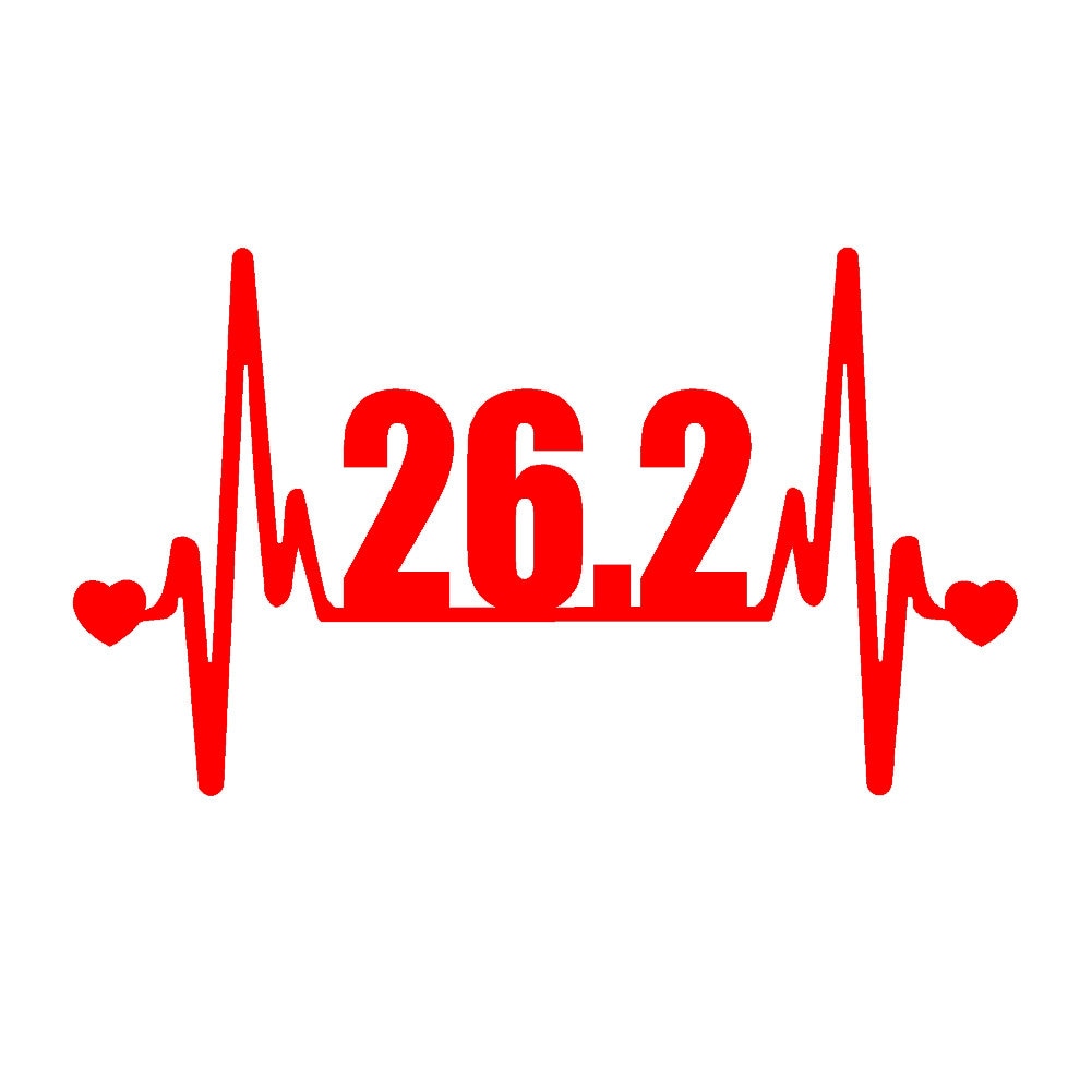 26.2 Full Marathon Running V2 (2 PACK) Heartbeat Lifeline  - 7"  Vinyl Decal Window Sticker - Version 2 Version 2 - Thumbnail 3