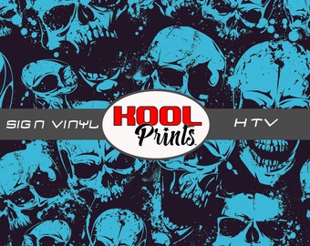 Kool Prints™ GRUNGE Skulls 1211CB Pattern Printed Vinyl, Printed Patterned Vinyl, HTV and Outdoor Vinyl, HTV, Decal Vinyl, Monogram Vinyl