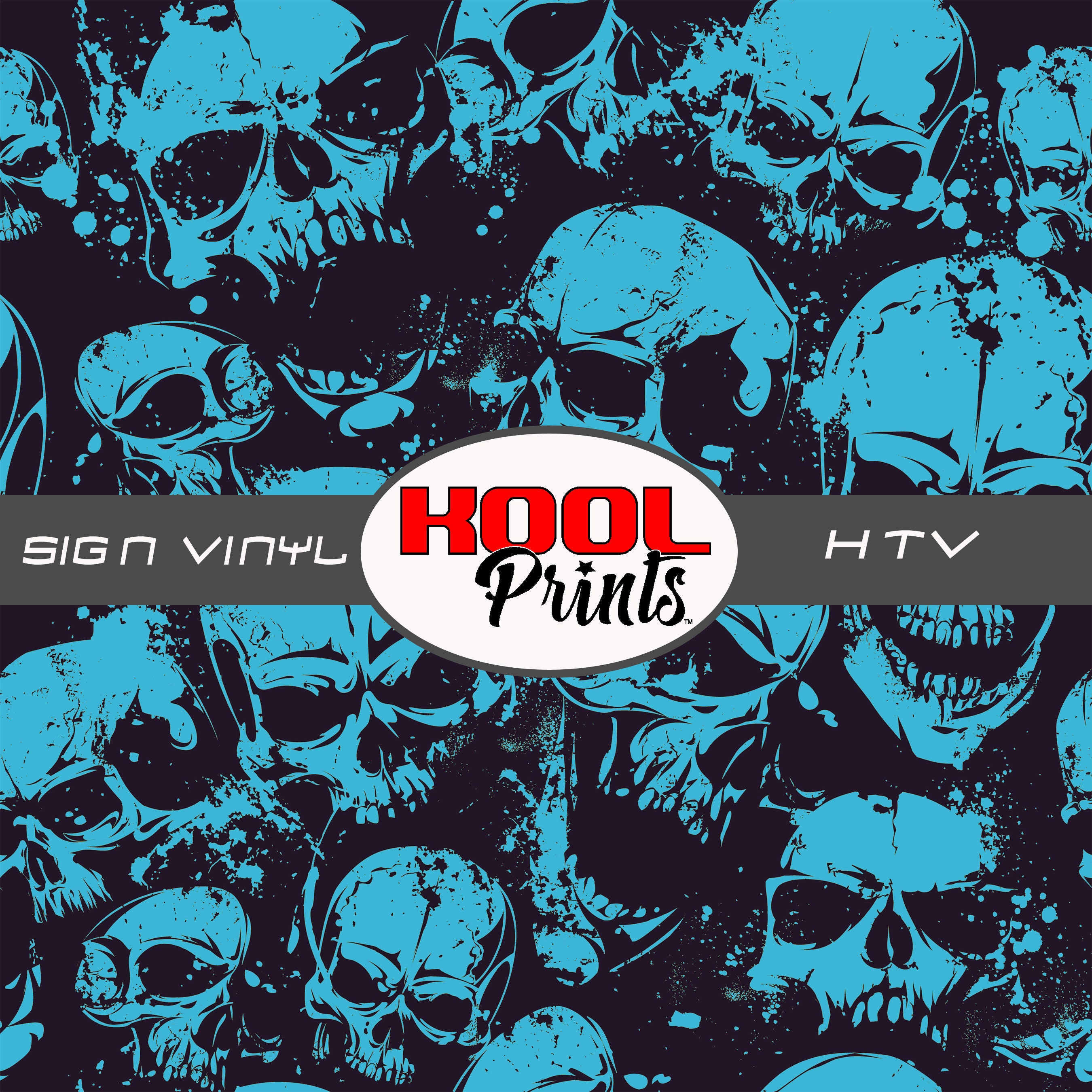 Kool Prints™ GRUNGE Skulls 1211CB Pattern Printed Vinyl, Printed Patterned Vinyl, HTV and Outdoor Vinyl, HTV, Decal Vinyl, Monogram Vinyl