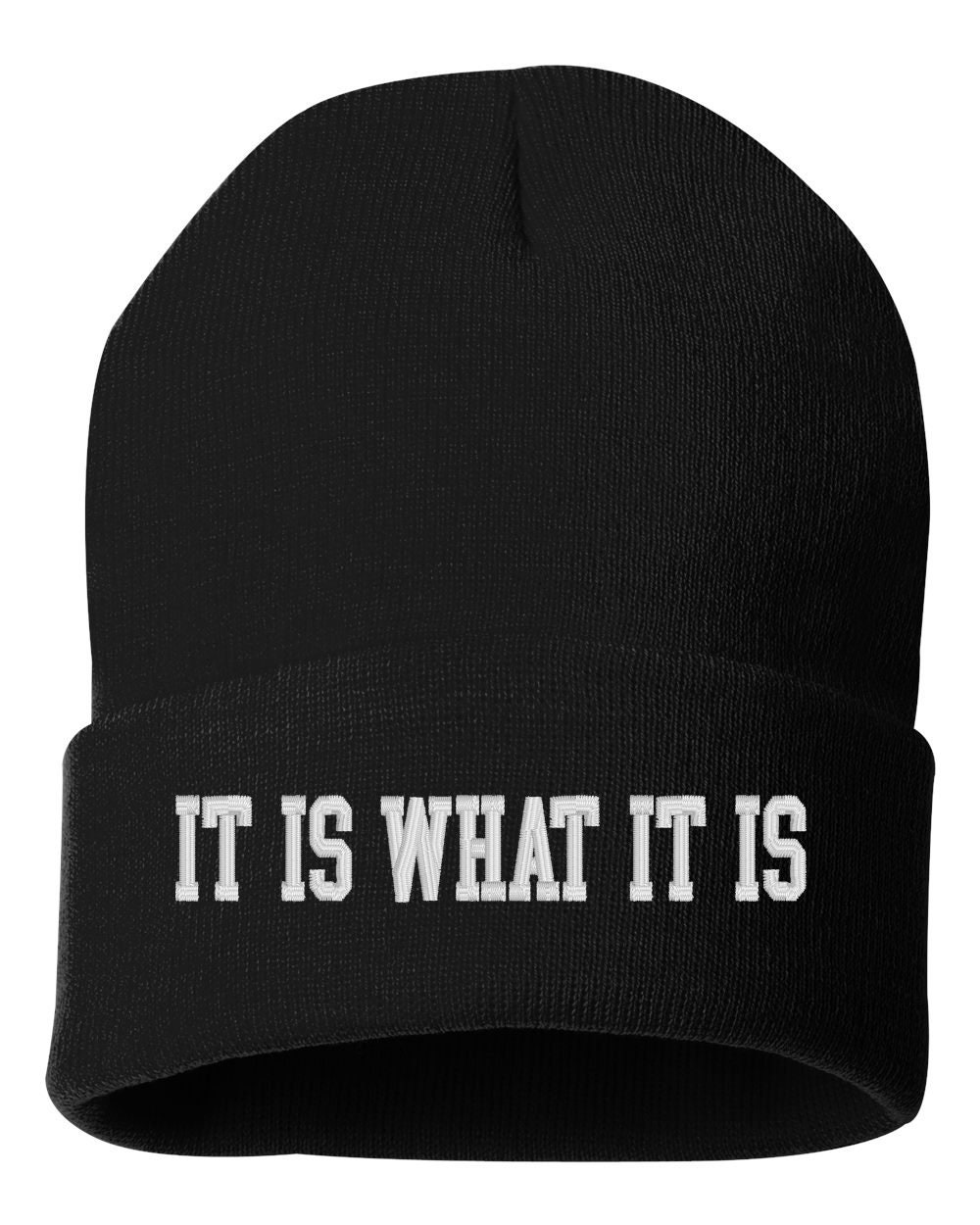 It Is What It Is -  Embroidered Cuffed Beanie Hat, Embroidered Gift, Winter Hat Unisex, Cuffed Beanie, Gift, Beanie - Thumbnail 3