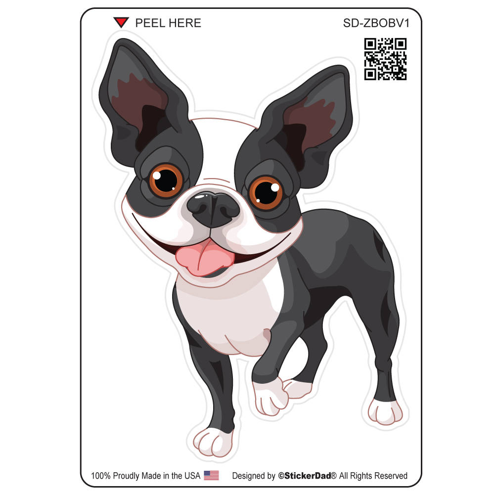 Boston Terrier V1 - size: 4" - Full Color Printed Vinyl Decal Window Sticker - Cars, Trucks, Ipad, Notbooks, Laptop, Locker, Etc.