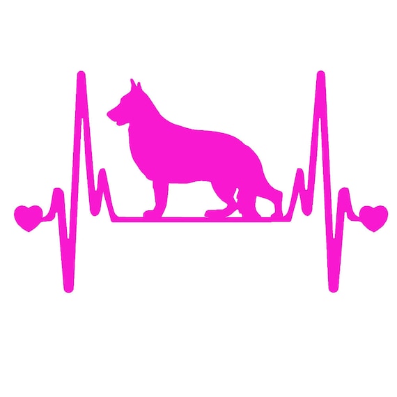 German Shepherd Pet Paw Heartbeat Lifeline Dog Decal Sticker Car Laptop BG139