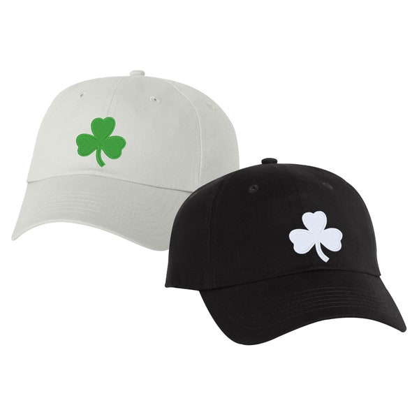 Unstructured Cap with a 3 Leaf Clover Shamrock Embroidered on Front, Hats Cap, St. Patty ,Lucky Gift, Irish Gift