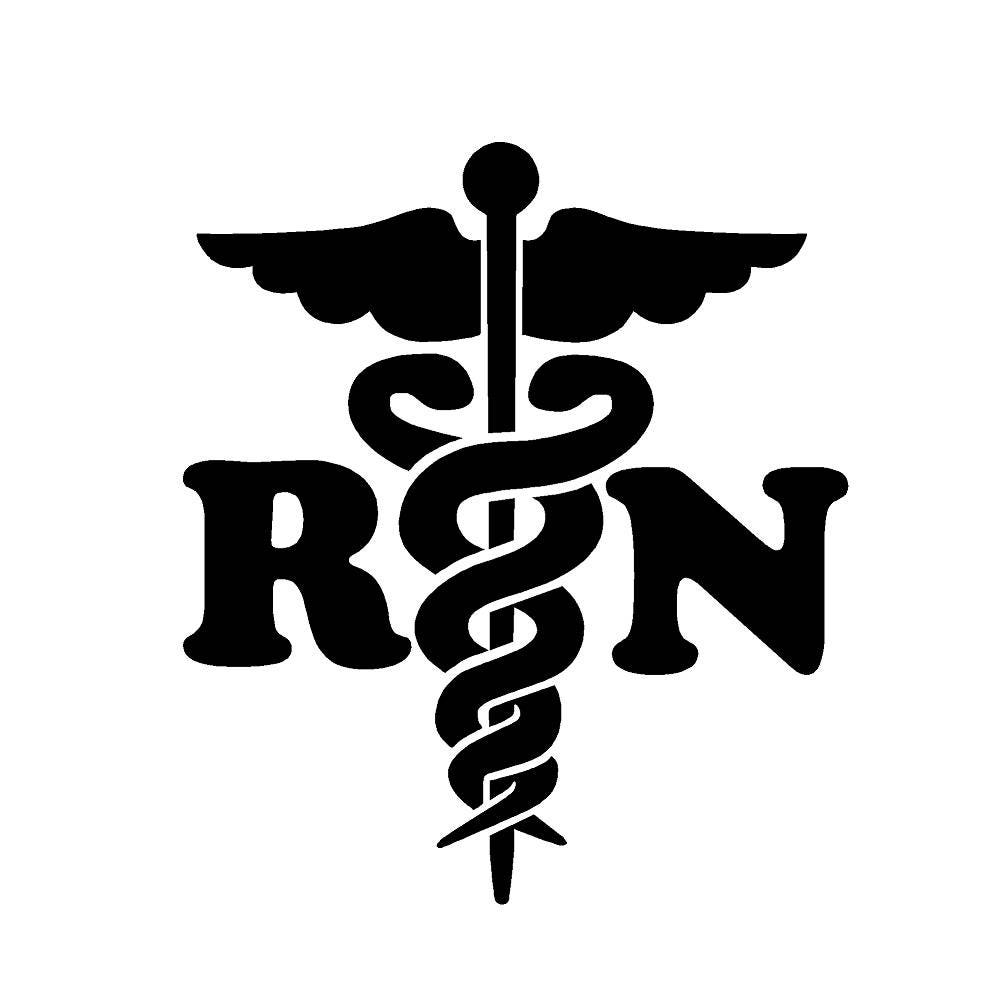 Caduceus Medical Cross RN  - 5"  Vinyl Decal Window Sticker
