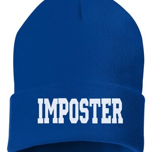 IMPOSTER Cuffed Embroidered Beanie Hat, Embroidered Gift, Dad, Man, Winter Hat Unisex, Cuffed Beanie, Gift, Beanie
