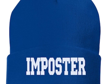IMPOSTER con un sombrero de gorro bordado, regalo bordado, papá, hombre, sombrero de invierno unisex, gorro esposado, regalo, gorro