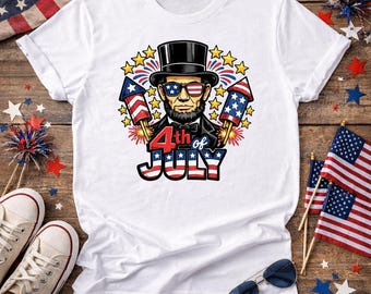 Patriotic Lincoln 4th of July 1236 PNG – Sublimation & DTF (Digital Download)
