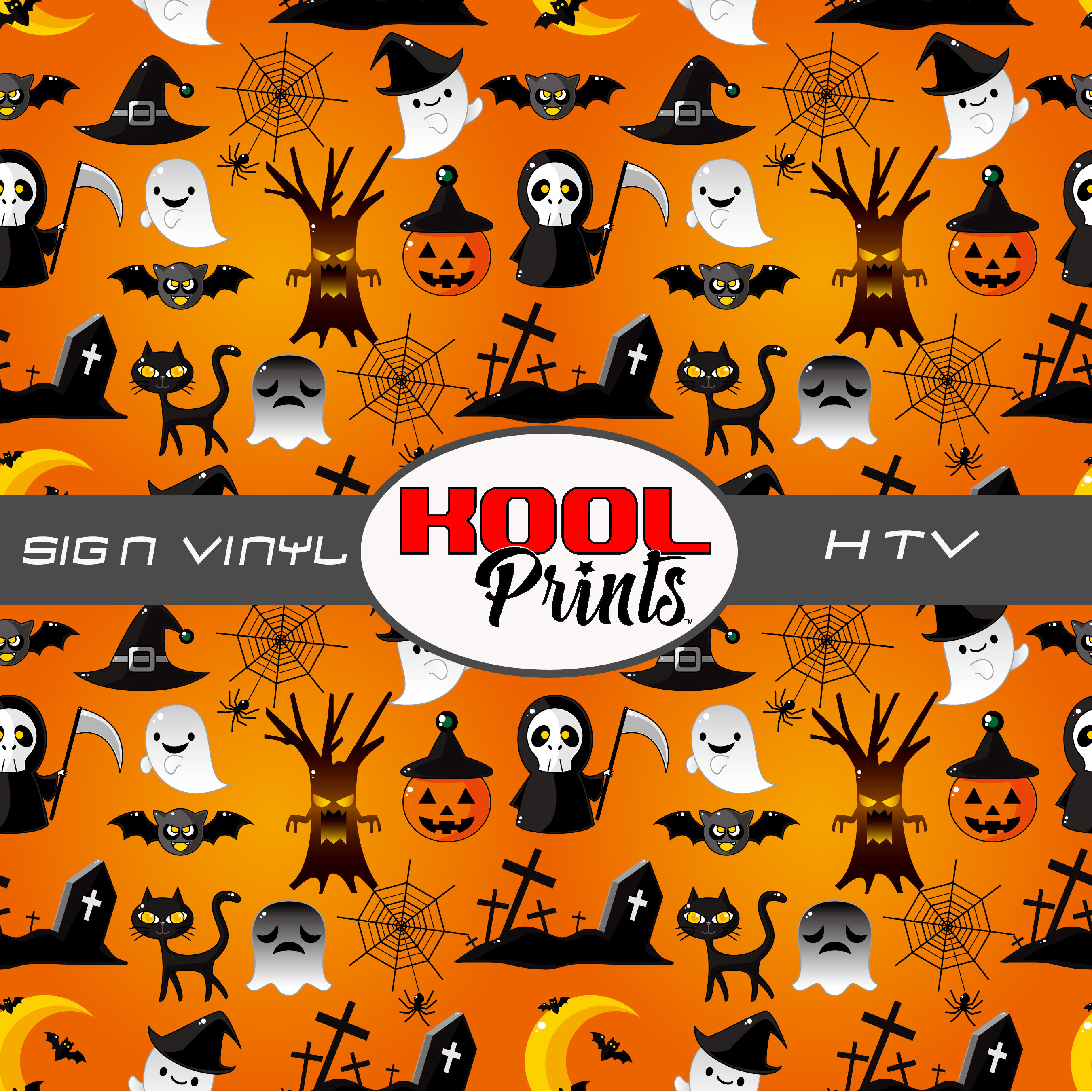 Kool Prints™ Halloween Cute 816 Pattern Printed Vinyl, Printed Patterned Vinyl, HTV and Outdoor Vinyl, HTV, Decal Vinyl, Monogram Vinyl
