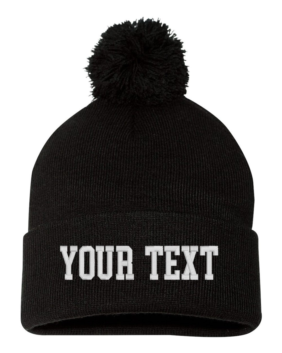 Embroidered Custom Cuffed POM Beanie, Embroidery Cap, Personalized Hat