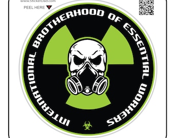 IBEW エッセンシャルワーカー - シングル 5 インチ ラウンド ブラック/ライム フルカラー プリント ビニール デカール ハード ハット ヘルメット ウィンドウ ステッカー
