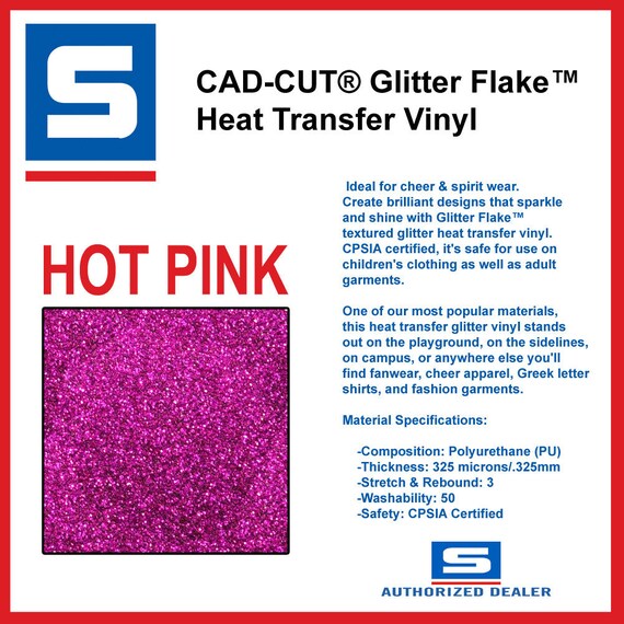 Stahls HOT PINK Glitter Flake Heat Transfer Vinyl for T-shirt Cameo Cricut  HTV Many Colors to Choose From 
