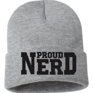 PROUD NERD Embroidered Cuffed Beanie Hat, Embroidered Gift, Winter Hat Unisex, Cuffed Beanie, Gift, Beanie