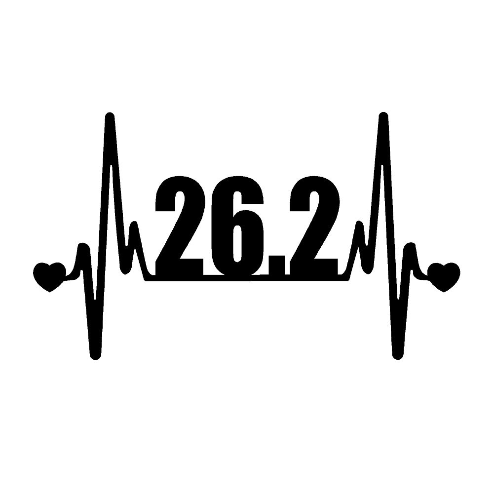 26.2 Full Marathon Running V2 (2 PACK) Heartbeat Lifeline  - 7"  Vinyl Decal Window Sticker - Version 2 Version 2 - Thumbnail 6