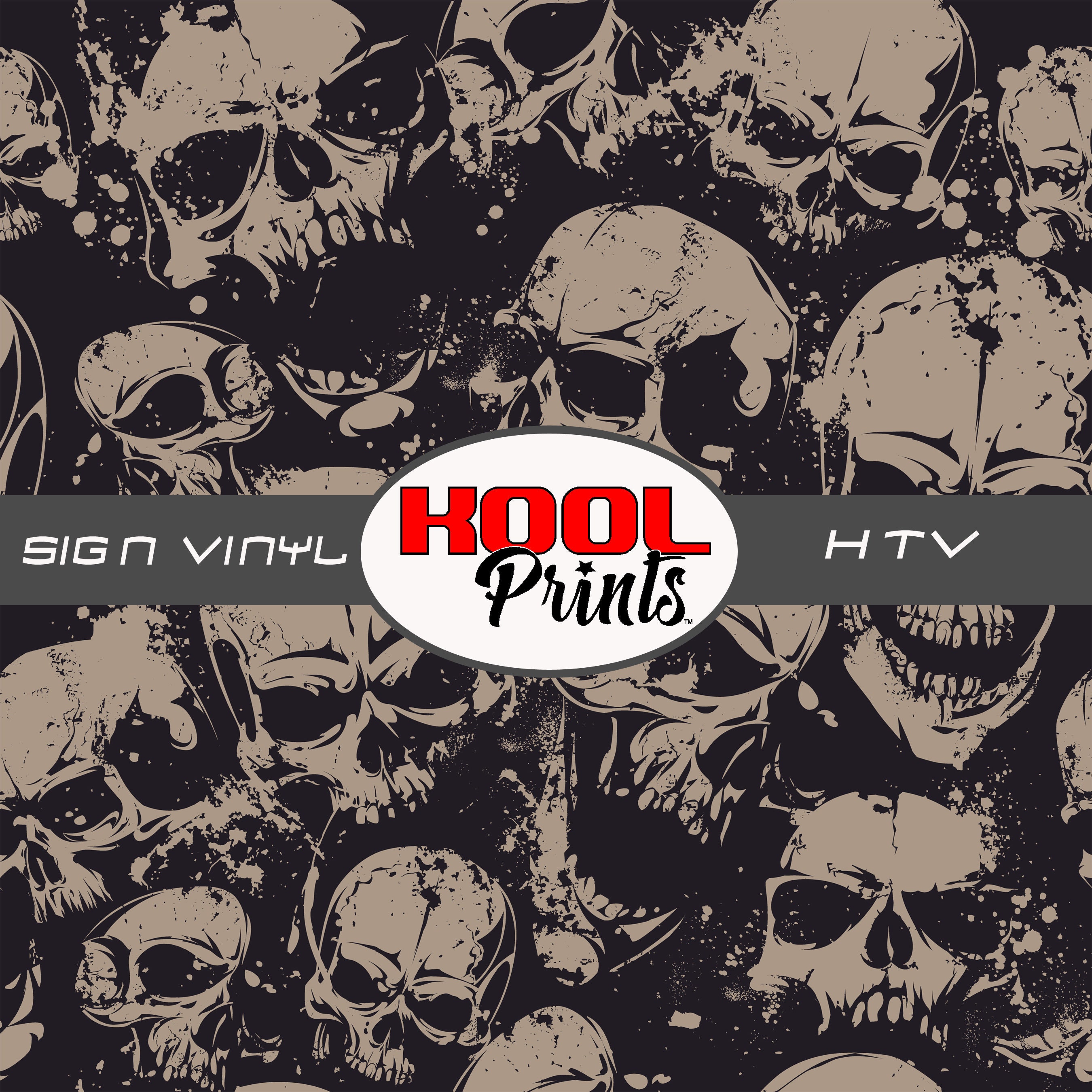 Kool Prints™ GRUNGE Skulls 1211 Pattern Printed Vinyl, Printed Patterned Vinyl, HTV and Outdoor Vinyl, HTV, Decal Vinyl, Monogram Vinyl