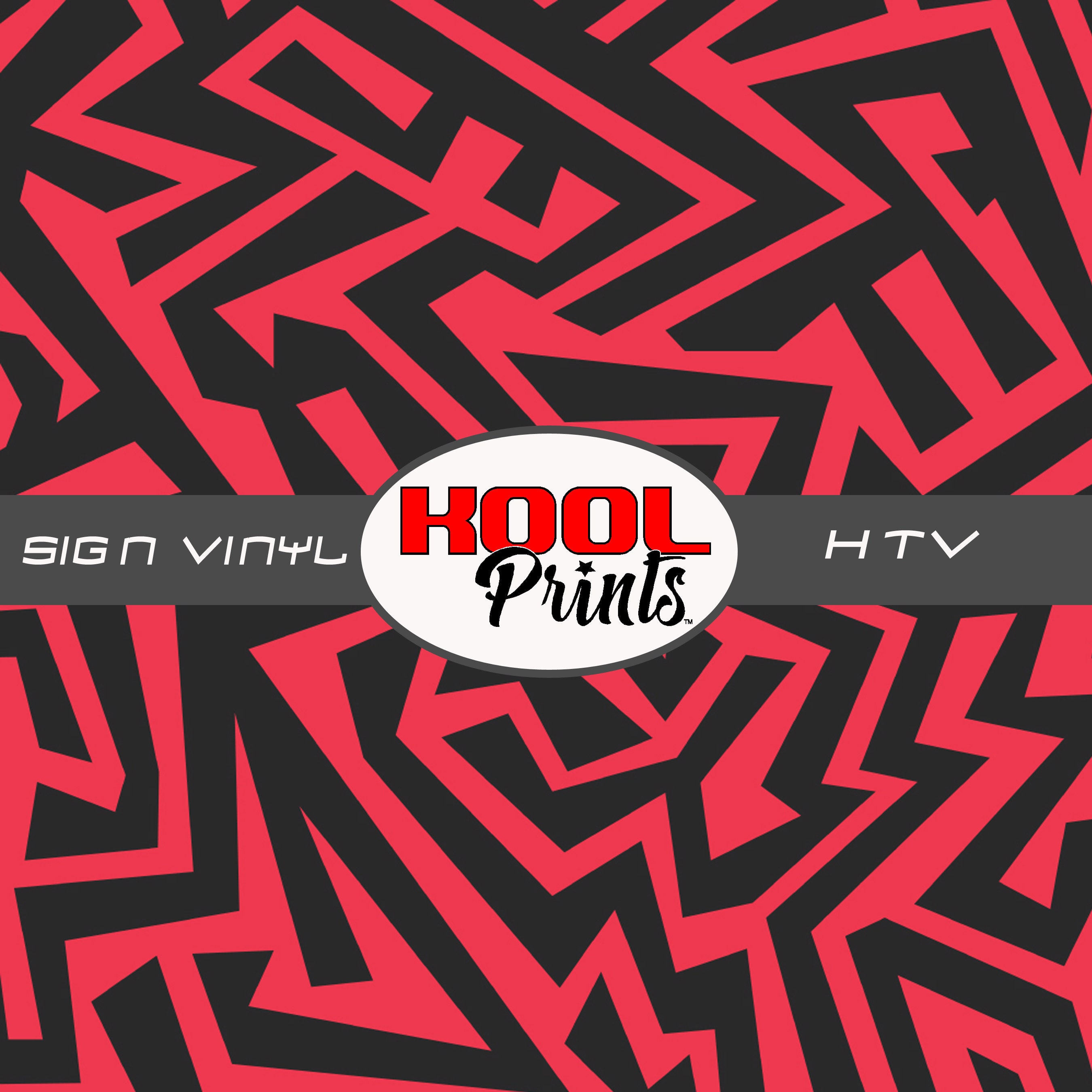 Kool Prints™ Red-BLK Tribal 758 Pattern Printed Vinyl, Printed Patterned Vinyl, HTV and Outdoor Vinyl, HTV, Decal Vinyl, Monogram Vinyl