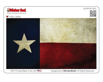 Bandiera rustica del Texas 825 - dimensioni: 5" - Adesivo in vinile stampato a colori per finestrini di caschi e caschi da lavoro