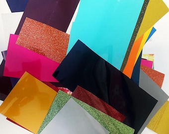 Assorted HTV Vinyl Scrap Pack: Glitter & Flat Heat Transfer Vinyl