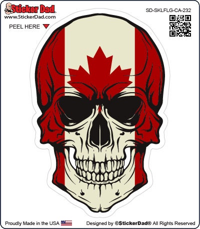STICKER DAD Flag Skull Canada Full Color Printed Sticker - Size-5" Color-Full - for Windows, Walls, Bumpers, Laptop, Lockers, etc.