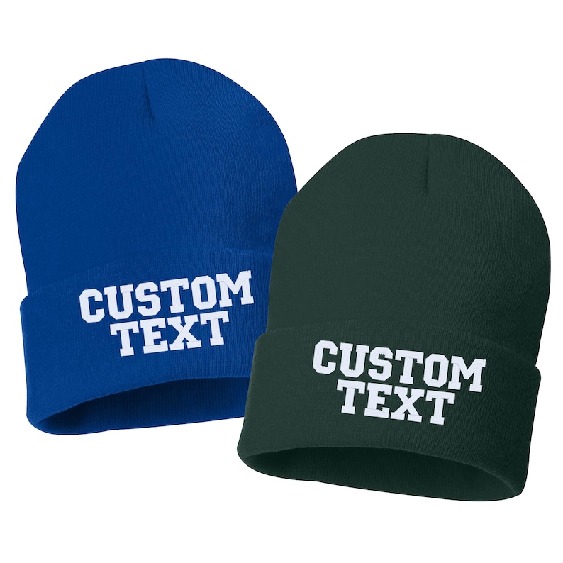 Custom Beanie, Embroidery Cap, Custom Embroidered Beanies, Personalized Hat, Knit Hat, 12" Beanie, Winter Hat , Winter cap, Cuffed Beanie