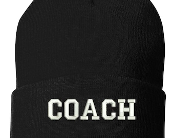 COACH Winter Hat Football Embroidered Beanie Cuffed Cap  display picture 2