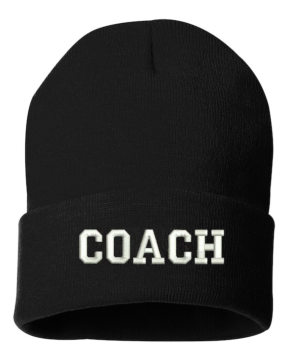 COACH Cuffed Embroidered Beanie Hat, Football , Baseball 