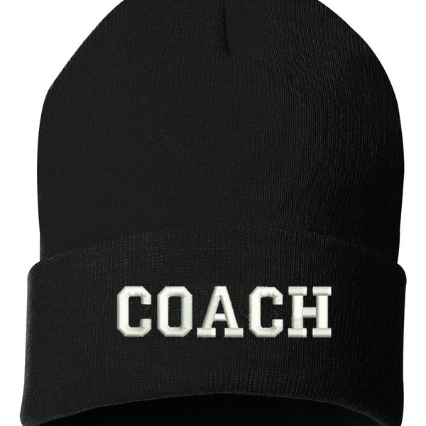 COACH Cuffed Embroidered Beanie Hat, Football , Baseball, Soccer, Winter Hat Unisex, Cuffed Beanie, Beanie, Coach Gift, Embroidered Gift