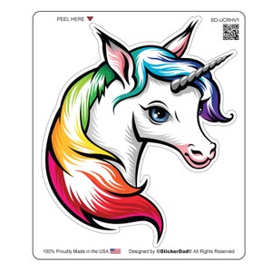 2 Pack - Unicorn Rainbow Hair V1 - size: 4&quot; - Full Color Printed Vinyl Decal Hard Hat Helmet Window Sticker