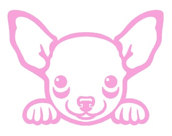 2 Pack - Chihuahua Peeking Cute Dog 5" Vinyl Decal Window Sticker