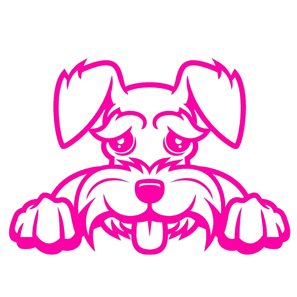 2 Pack - Schnauzer Peeking Cute Dog 5" Vinyl Decal Window Sticker - Thumbnail 2