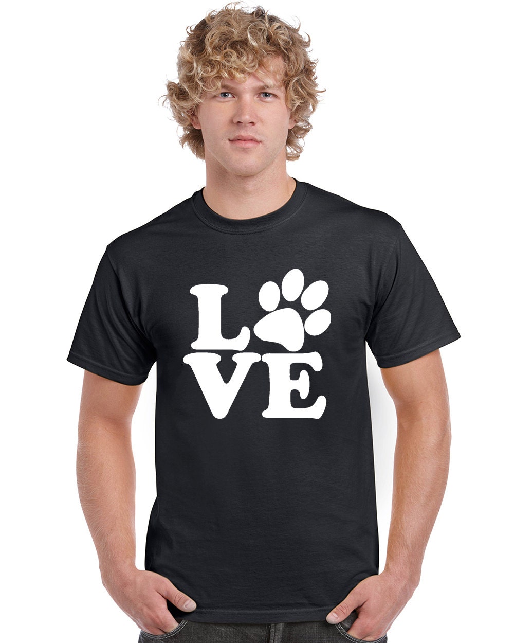 StickerDad® LOVE w/ Paw T-shirt 100% Cotton Tee - High Quality - Made in the USA